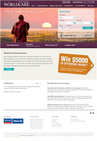Worldcare Travel Insurance website